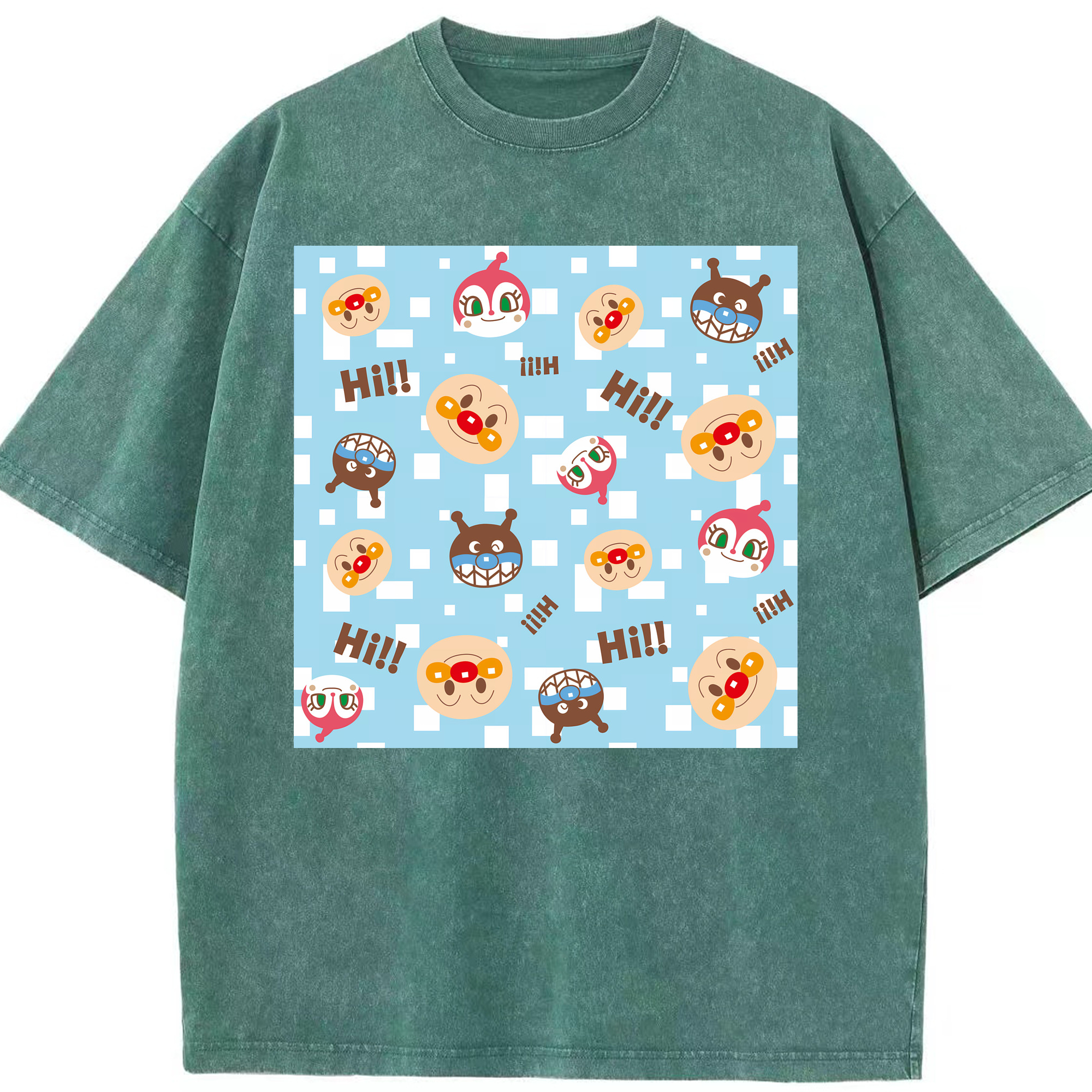 （画像用） アンパンマン Anpanman 綿100% ヴィンテージ風 半袖Tシャツ（フロントプリント）